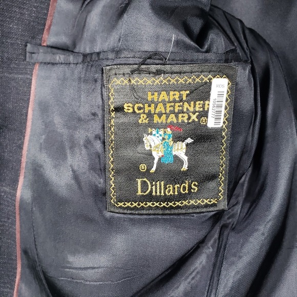 Hart Schaffner Marx Mens 44R Gray Plaid 100% Wool Sport Coat Blazer Dillard's - Picture 3 of 10